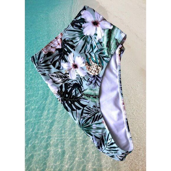 Bikini Bottoms 3XL New Full Coverage Wide High Leg Stretch Waist Floral … - Picture 10 of 14